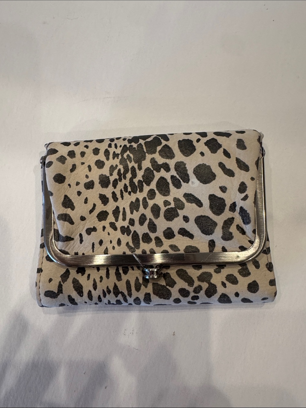 HOBO Leopard-Print Clutch in Cream and Black